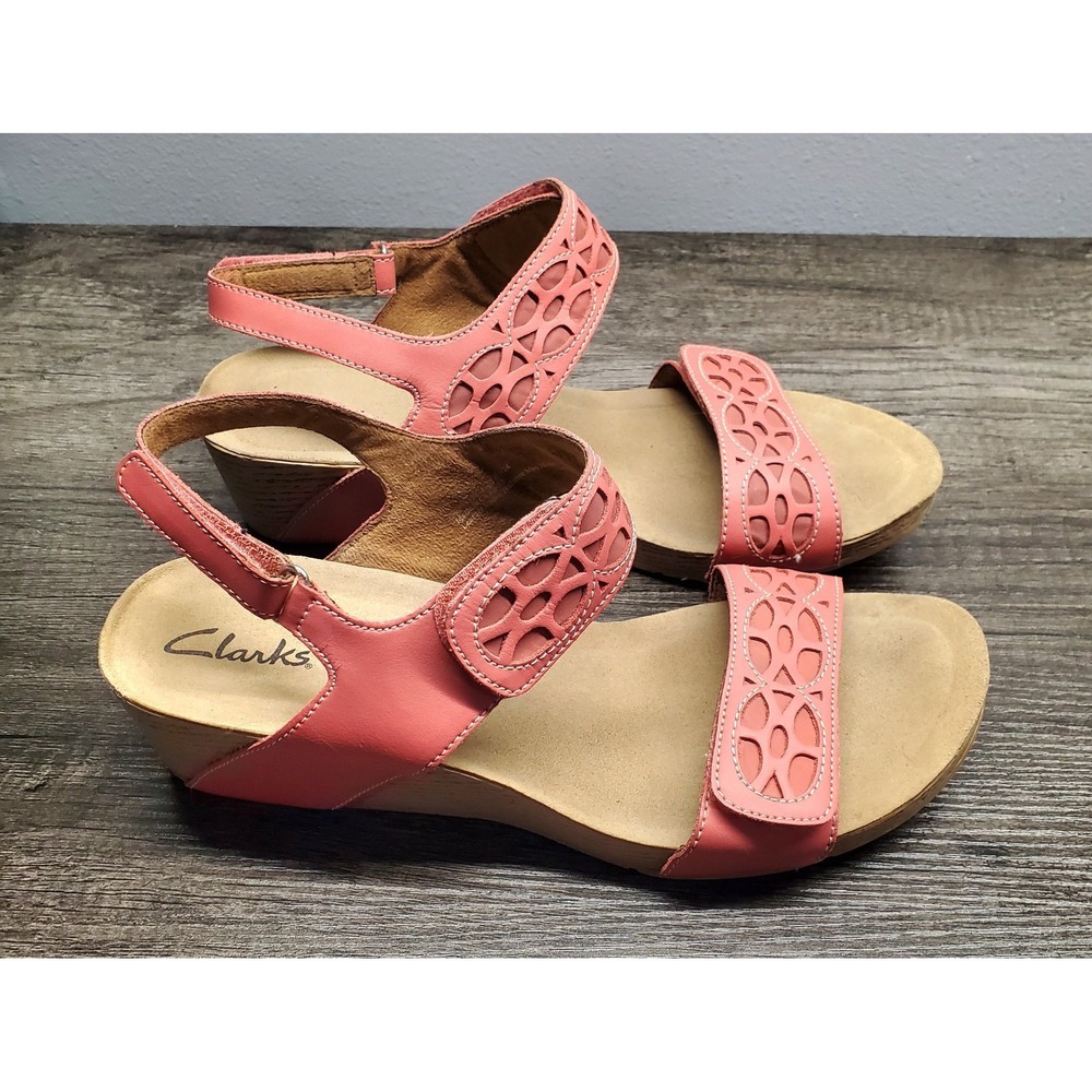 Clarks Alto Anthem Sandals Womens 11M Pink Leather Comfort Adjustable Slingback